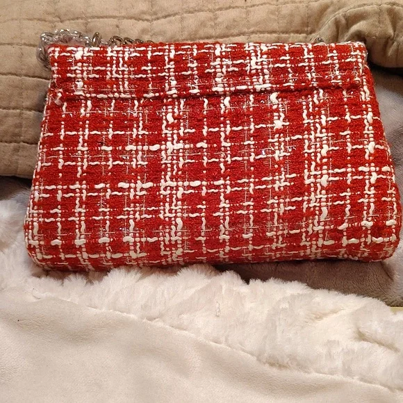 Badgley Mischka Red Tweed Women's Bag - Picture 2 of 3